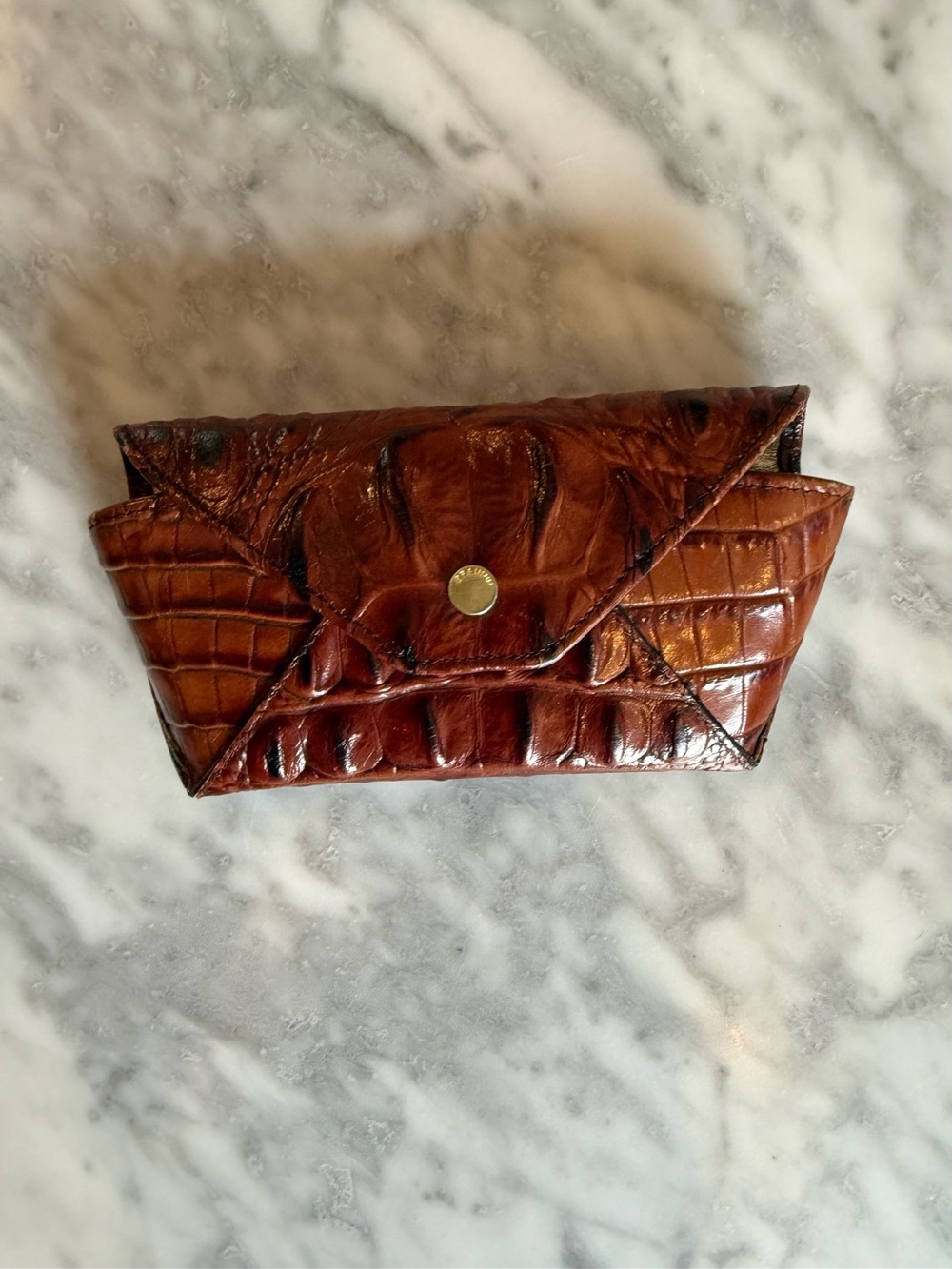 Brahmin Croc-Embossed Brown Leather Sunglasses Case